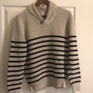Tan Merona sweater with navy blue stripes